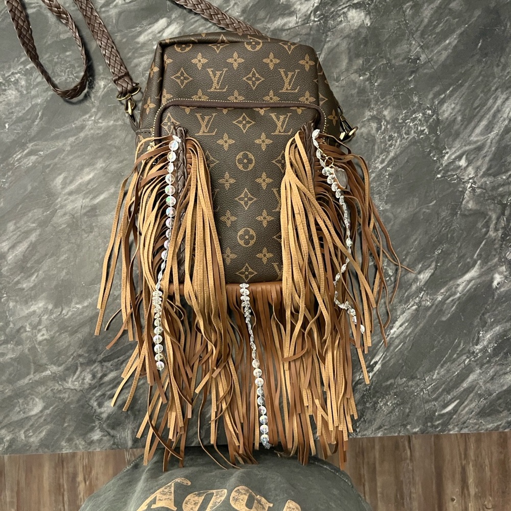 Brown Fringe Designer Crossbody Bag